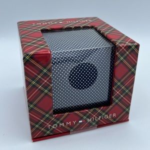 TOMMY HILFIGER Mens Neck Tie Navy With Tiny White Diamond Print New In Box